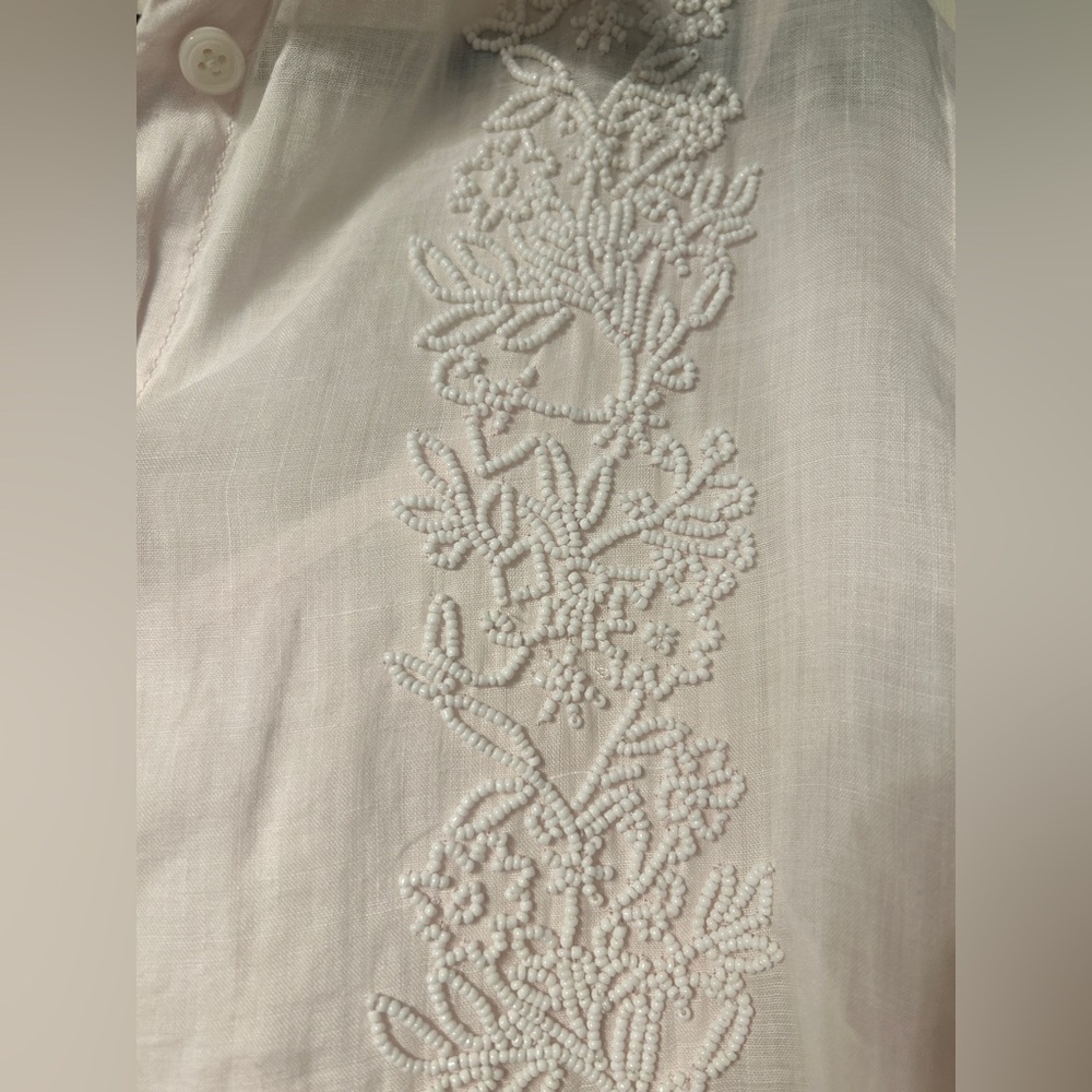 J.Crew Collection beaded button-up shirt in ramie - Picture 9 of 15